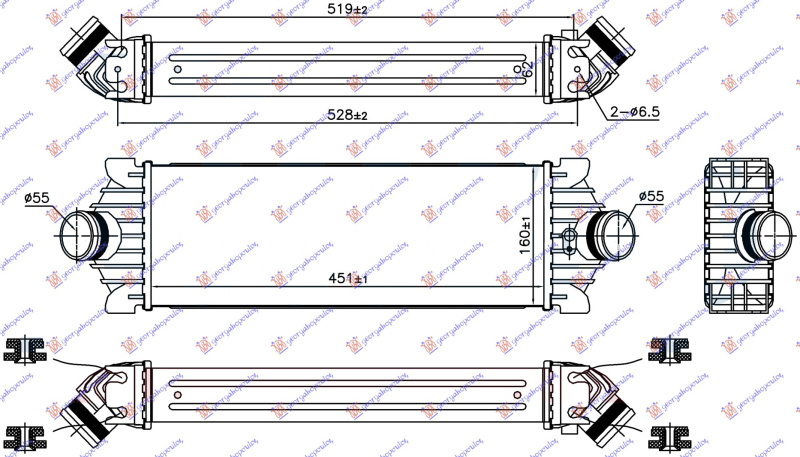 HLADNJAK INTERKULERA 2.2 TDCI (451x160x62)