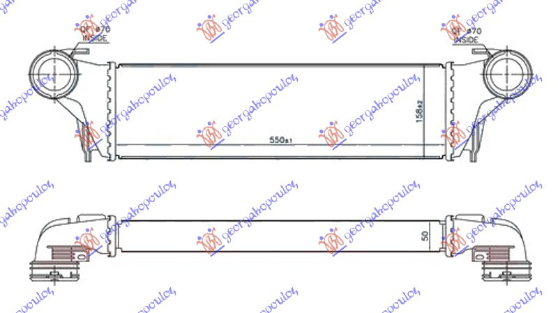 HLADNJAK INTERKULERA 3.0 D DIZEL (550x158x50) CEV 70