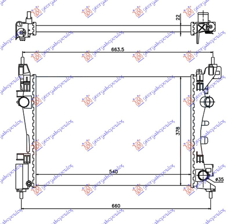 HLADNJAK MOTORA BENZIN (+/-AC) (54x37.5)