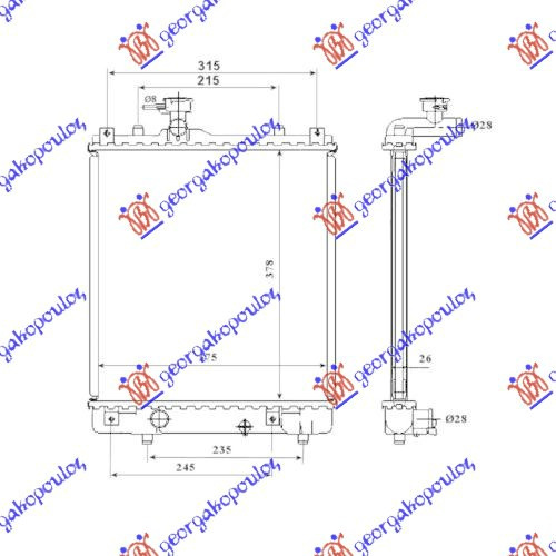 HLADNJAK MOTORA 1.0/1.2 BENZIN (MAN) (375x380x34) (OTVOREN SISTEM) (MEHANICKI SPOJ)