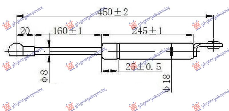 AMORTIZER GEPEK VRATA (450L-140N)