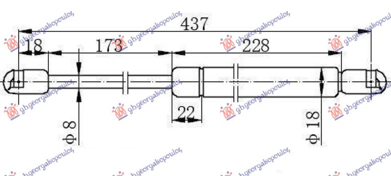 AMORTIZER GEPEK VRATA (437L-350N)