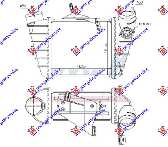 HLADNJAK INTERKULERA 1.9 Tdi DIZEL (183x161x85) (OTVOR ZA SENZOR 18mm)