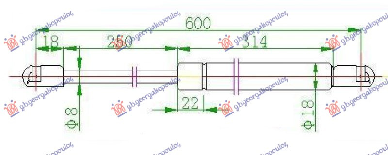 AMORTIZER GEPEK VRATA (600L-330N)