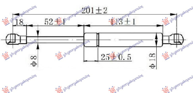 AMORTIZER GEPEK VRATA (CABRIO) (201L-250N)