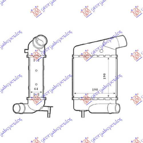 HLADNJAK INTERKULERA 1.2 TCE BENZIN - 1.5 DCi DIZEL (183x189x64) BRZA SPOJNICA / SRAF