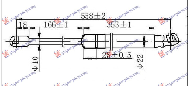 AMORTIZER GEPEK VRATA (558L-725N)