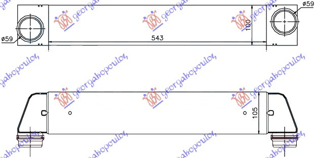 HLADNJAK INTERKULERA 2.0/2.5/3.0 (520D-525D-530D) DIZEL (543x100x105)