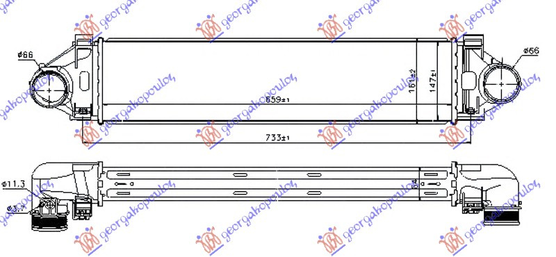 HLADNJAK INTERKULERA 2.0T/3.0T6 BENZIN - 2.0D/2.4D5 DIZEL (660x145x64)