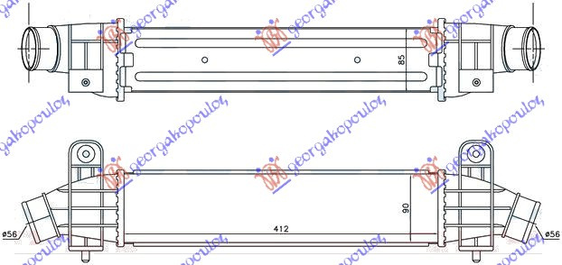 HLADNJAK INTERKULERA 2.0/2.2 TDCi-TDDi (41.2x91x85)