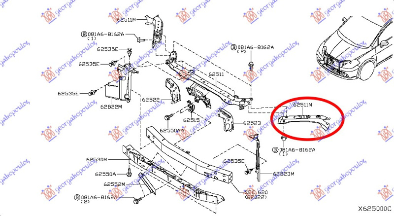 NOSAC FARA HORIZONTALNI METALNI