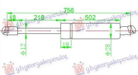 AMORTIZER GEPEK VRATA (755L-970N)