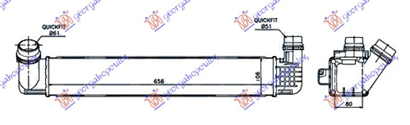 HLADNJAK INTERKULERA 2.0 TCE BENZIN - 1.6/1.9 dCi DIZEL (650x105x76)