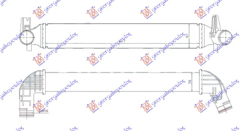 HLADNJAK INTERKULERA 1.4 Tsi BENZIN - 2.0 Tdi DIZEL (620x100x76)