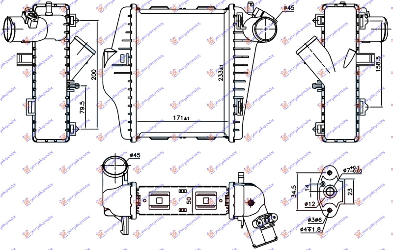 HLADNJAK INTERKULERA 1.0i TURBO (171x233x50) (MAHLE BEHR PREMIUM LINE)