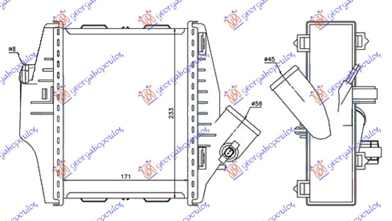 HLADNJAK INTERKULERA 0.8 Cdi DIZEL (171x233x50)