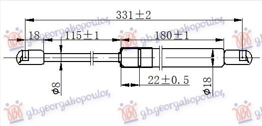 AMORTIZER GEPEK VRATA (CABRIO) (331L-520N)