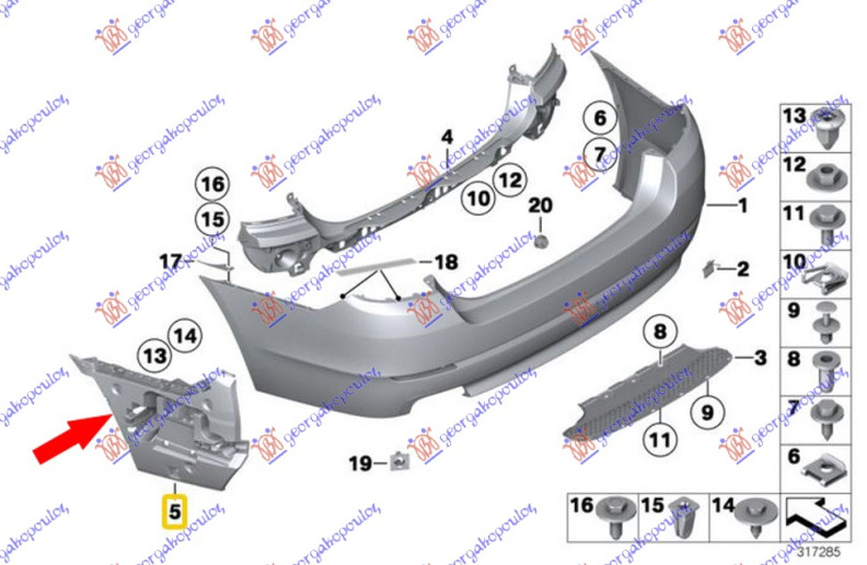NOSAC ZADNJEG BRANIKA BOCNI PLASTICNI (F10 & M5)
