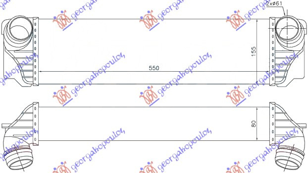 HLADNJAK INTERKULERA 3.0 BENZIN - 2.0/3.0 DIZEL (550x155x80)