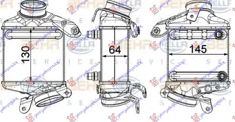 HLADNJAK INTERKULERA 4.0/4.4 BENZIN (130x145x64) (& GT/F07)