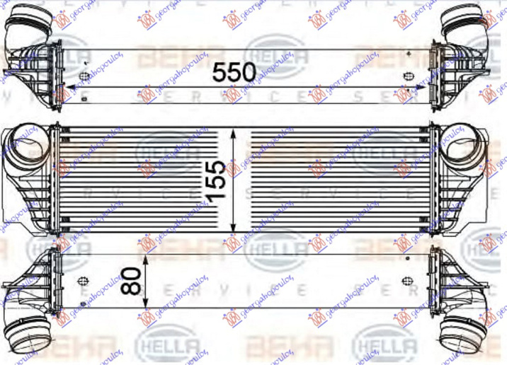 HLADNJAK INTERKULERA 3.0 BENZIN -  2.0/3.0 DIZEL (550x155x80) (BEHR)