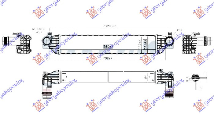 HLADNJAK INTERKULERA 1.4 BENZIN - 1.6 CRD DIZEL (580x110x64)