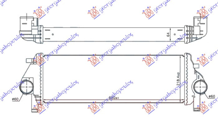 HLADNJAK INTERKULERA 3.0 CRDi DIZEL (650x220x64)