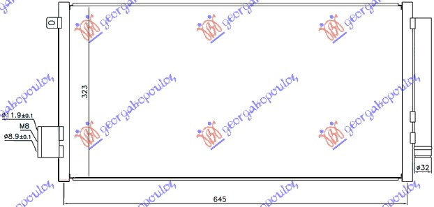 HLADNJAK KLIME 0.9 TURBO BENZIN - 1.3/1.6 MJTD DIZEL (625x315x16)