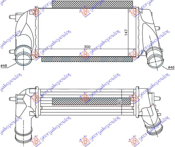 HLADNJAK INTERKULERA 1.0i 12V TURBO (300x147x80)