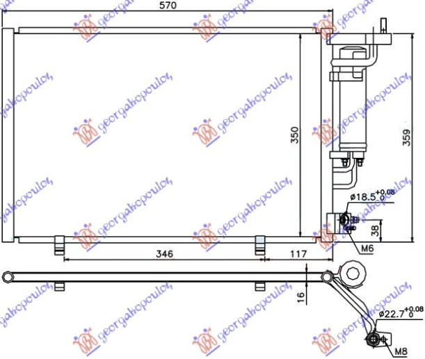 HLADNJAK KLIME 1.25/1.4/1.6 EFi BENZIN - 1.5 TDCi DIZEL (520x320x16)