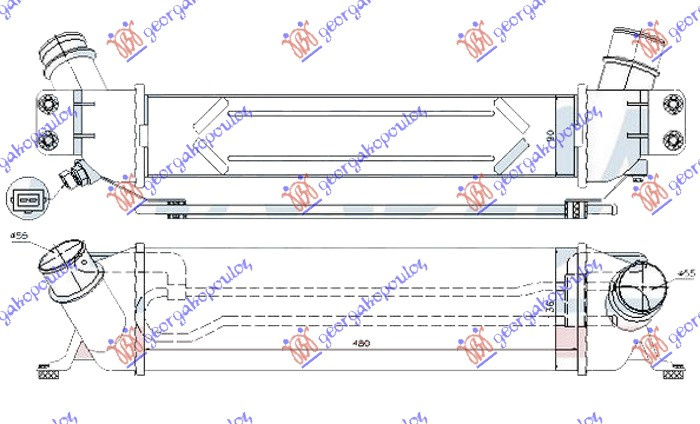 HLADNJAK INTERKULERA 2.5 CRDi DIZEL (480x135x90) 10-