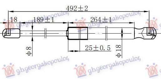 AMORTIZER GEPEK VRATA (492L-400N)