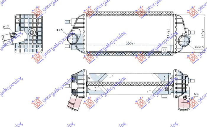 HLADNJAK INTERKULERA 1.7 CRDi DIZEL (350x145x85)