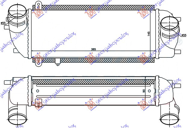 HLADNJAK INTERKULERA 2.0/2.2 CRDi (385x145x90)