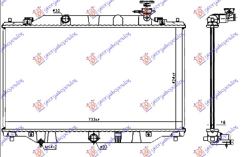 HLADNJAK MOTORA 2.0 BENZIN (MAN/AUTO) (425x735x16)