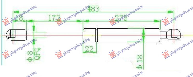 AMORTIZER GEPEK VRATA (483L-370N)