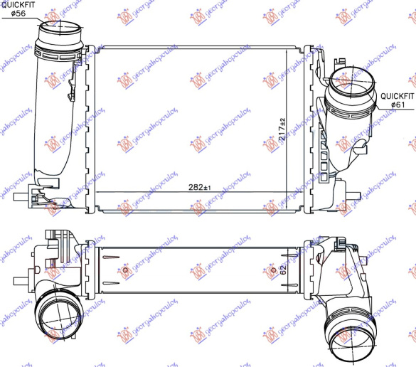 HLADNJAK INTERKULERA 1.6 DCi (282x218x64) VALEO