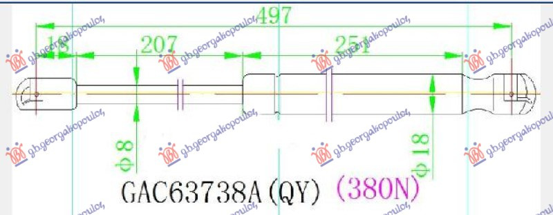 AMORTIZER GEPEK VRATA (497L-380N)