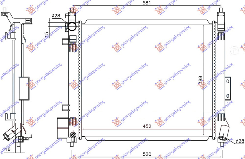 HLADNJAK MOTORA 1.2 DIG BENZIN (MAN) (450x390x16)