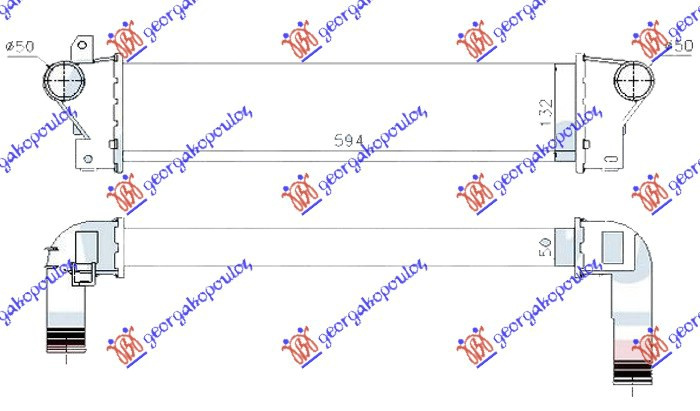 HLADNJAK INTERKULERA 2.0 Td4 DIZEL (594x132x50) 00-