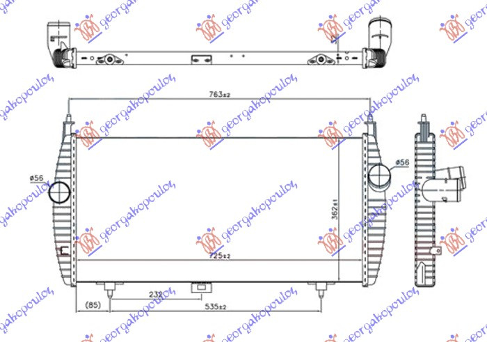 HLADNJAK INTERKULERA 2.2/2.7 HDi DIZEL (720x360x32)