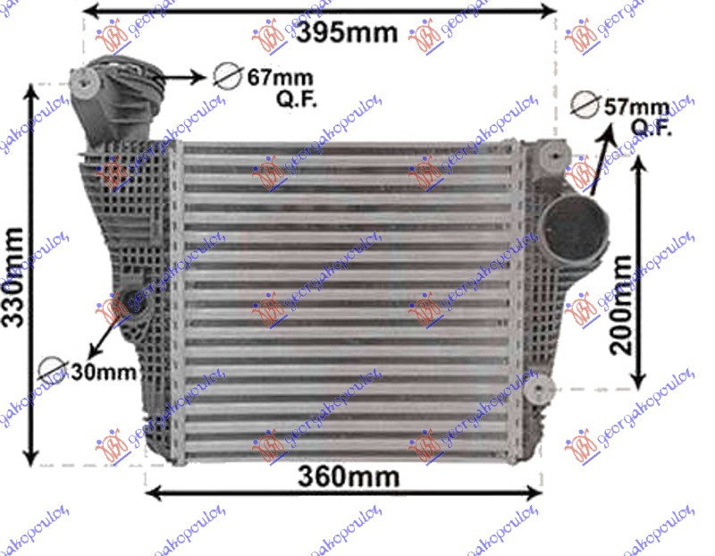 HLADNJAK INTERKULERA 3.0 GTS - 3.0/3.6 I TURBO BENZIN (285x279x62)