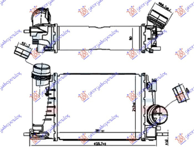 HLADNJAK INTERKULERA 1.3 TCE BENZIN (281x217x80) (VALEO)