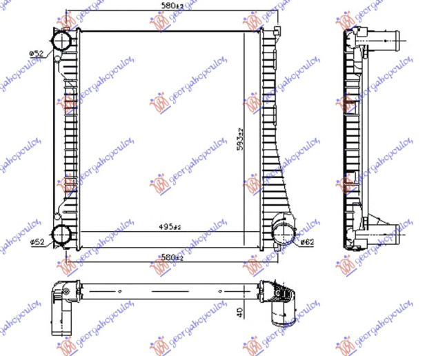 HLADNJAK INTERKULERA 3.0 TD DIZEL (495x593x40) 10-