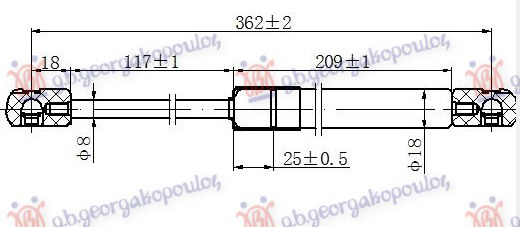 AMORTIZER GEPEK VRATA (362L-390N)