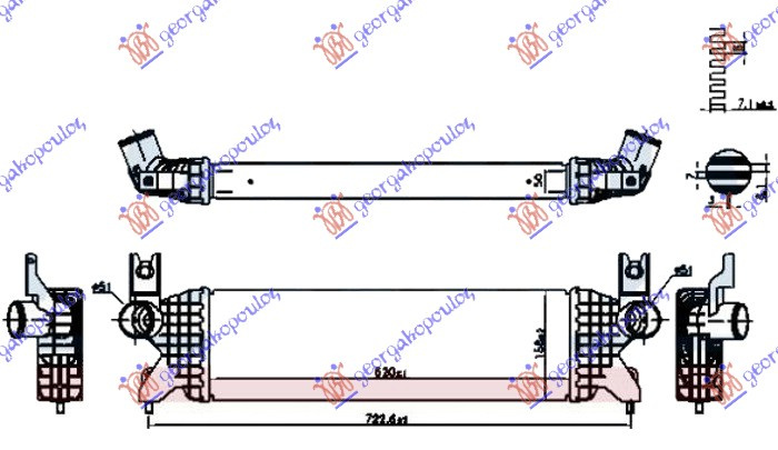 HLADNJAK INTERKULERA 1.0/1.4 TURBO BENZIN (520x160x50)