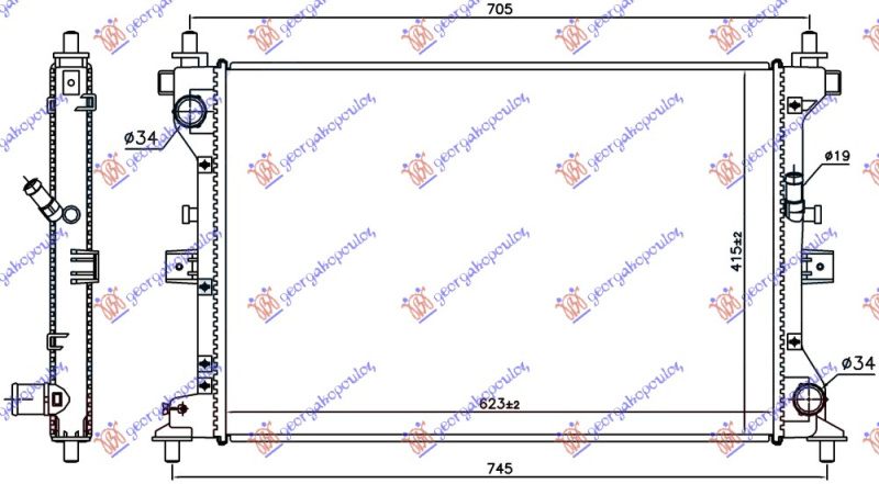 HLADNJAK MOTORA 1.6 DDiS DIZEL (MAN) (623x415x27)