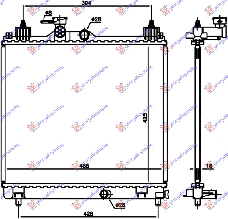 HLADNJAK MOTORA 1.2 BENZIN (425x485x16) (KOYO)