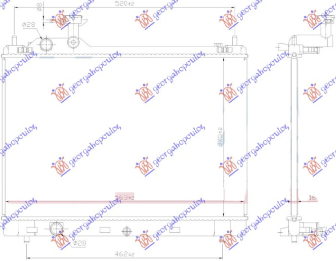 HLADNJAK MOTORA 1.2 BENZIN (400x540) (KOYO)