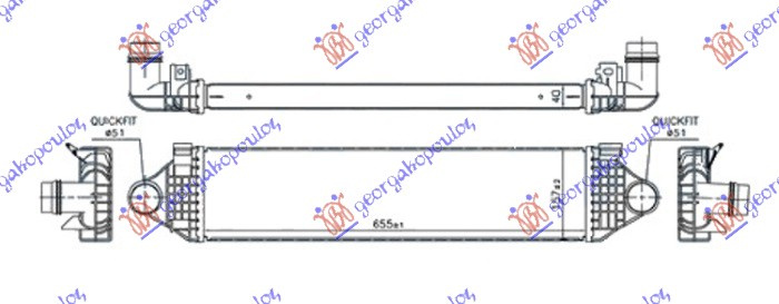 HLADNJAK INTERKULERA 1.5/2.0 (?2-?3-T4) BENZIN - 2.0 (D2-D3) DIZEL (655x150x40)